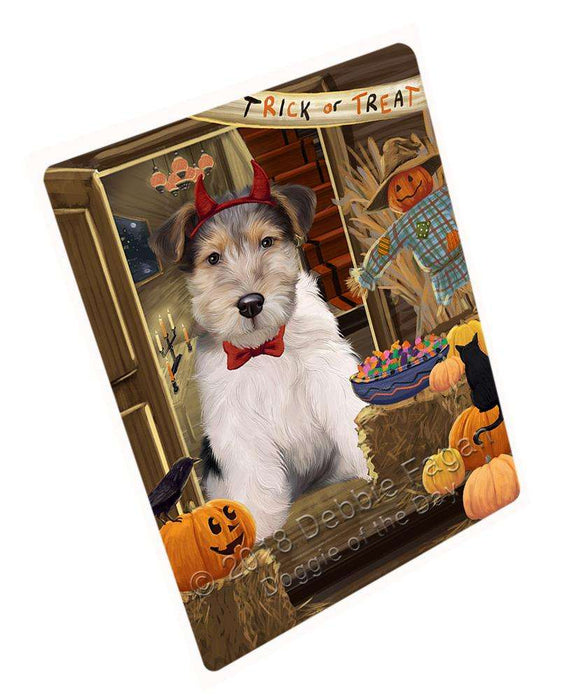 Enter at Own Risk Trick or Treat Halloween Wire Fox Terrier Dog Cutting Board C64485