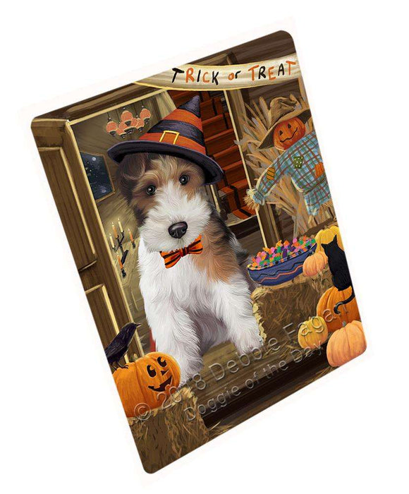 Enter at Own Risk Trick or Treat Halloween Wire Fox Terrier Dog Cutting Board C64488