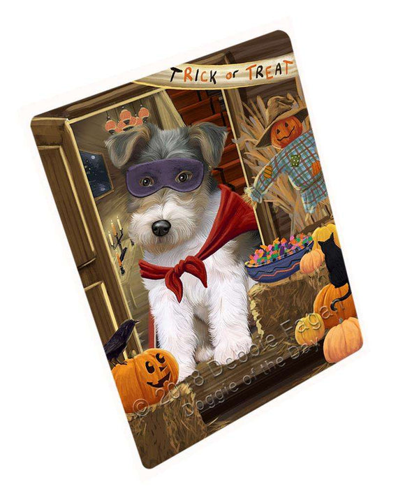 Enter at Own Risk Trick or Treat Halloween Wire Fox Terrier Dog Large Refrigerator / Dishwasher Magnet RMAG80952