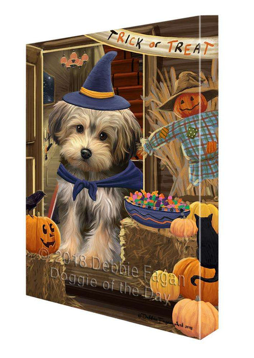 Enter at Own Risk Trick or Treat Halloween Yorkipoo Dog Canvas Print Wall Art Décor CVS97991