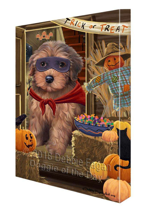Enter at Own Risk Trick or Treat Halloween Yorkipoo Dog Canvas Print Wall Art Décor CVS98000
