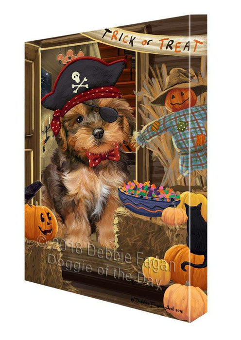 Enter at Own Risk Trick or Treat Halloween Yorkipoo Dog Canvas Print Wall Art Décor CVS98009