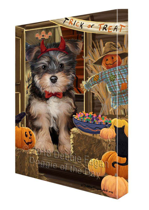 Enter at Own Risk Trick or Treat Halloween Yorkipoo Dog Canvas Print Wall Art Décor CVS98018