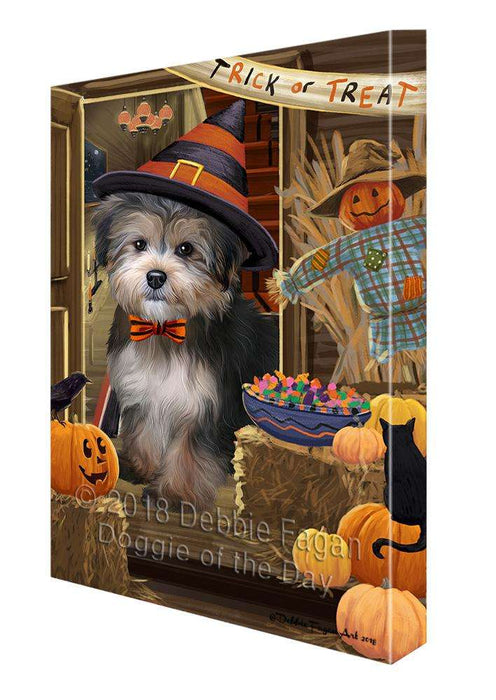 Enter at Own Risk Trick or Treat Halloween Yorkipoo Dog Canvas Print Wall Art Décor CVS98027