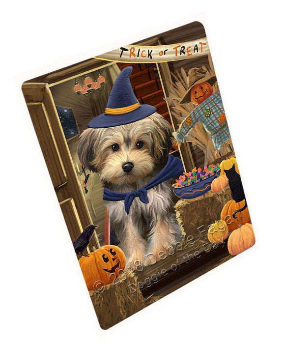 Enter at Own Risk Trick or Treat Halloween Yorkipoo Dog Large Refrigerator / Dishwasher Magnet RMAG80976