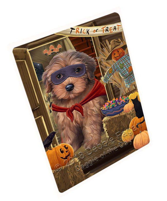 Enter at Own Risk Trick or Treat Halloween Yorkipoo Dog Large Refrigerator / Dishwasher Magnet RMAG80982