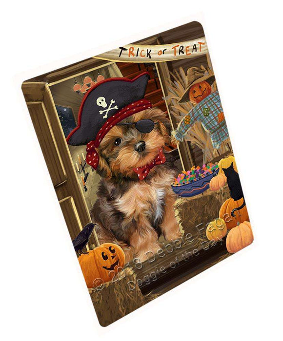 Enter at Own Risk Trick or Treat Halloween Yorkipoo Dog Large Refrigerator / Dishwasher Magnet RMAG80988