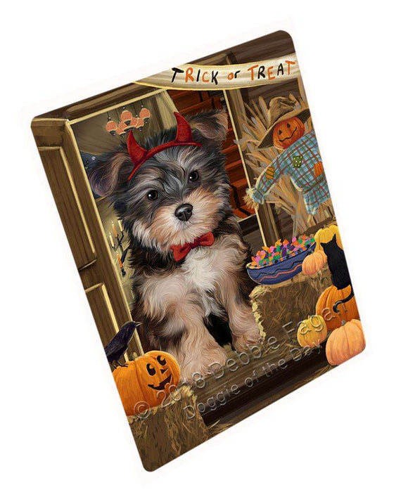 Enter at Own Risk Trick or Treat Halloween Yorkipoo Dog Large Refrigerator / Dishwasher Magnet RMAG80994