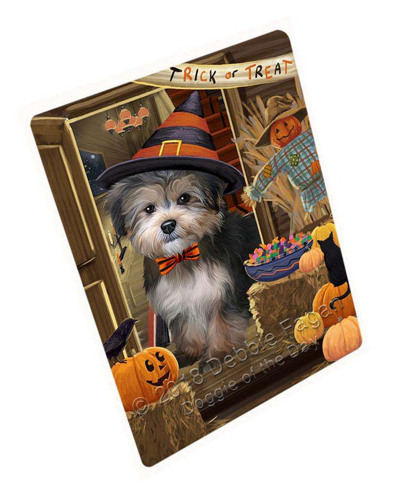 Enter at Own Risk Trick or Treat Halloween Yorkipoo Dog Large Refrigerator / Dishwasher Magnet RMAG81000