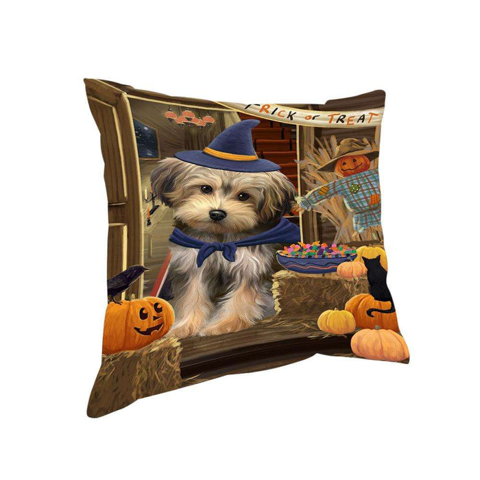 Enter at Own Risk Trick or Treat Halloween Yorkipoo Dog Pillow PIL70020