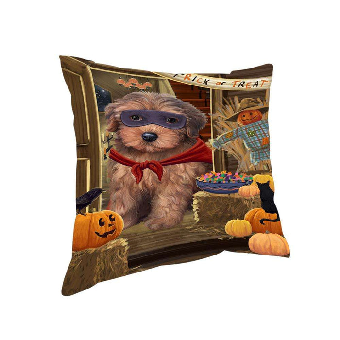 Enter at Own Risk Trick or Treat Halloween Yorkipoo Dog Pillow PIL70024