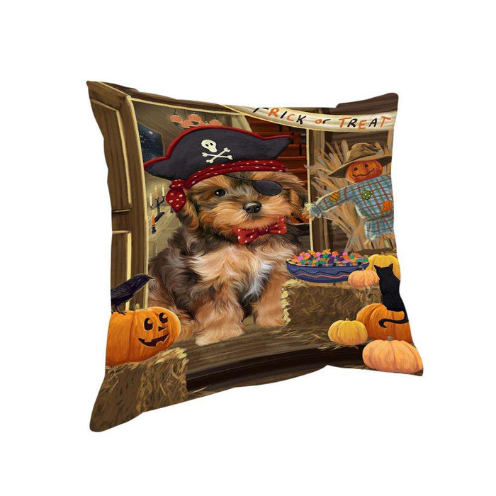 Enter at Own Risk Trick or Treat Halloween Yorkipoo Dog Pillow PIL70028