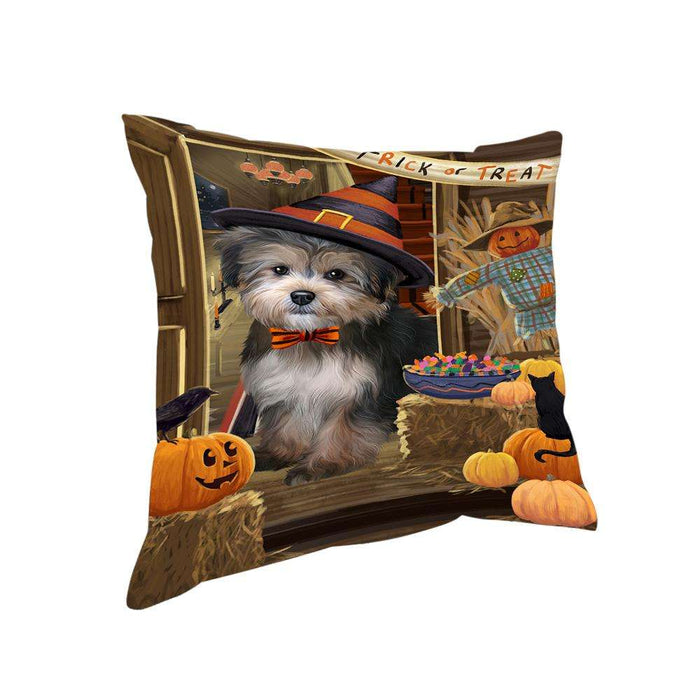 Enter at Own Risk Trick or Treat Halloween Yorkipoo Dog Pillow PIL70036