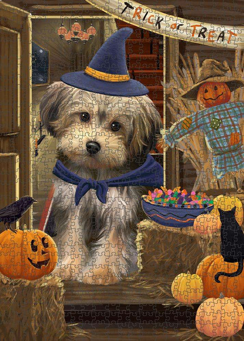 Enter at Own Risk Trick or Treat Halloween Yorkipoo Dog Puzzle with Photo Tin PUZL80552
