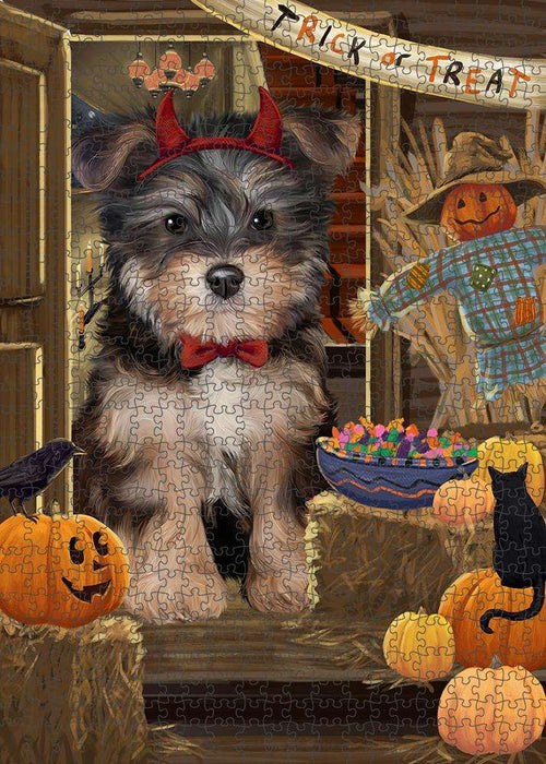 Enter at Own Risk Trick or Treat Halloween Yorkipoo Dog Puzzle with Photo Tin PUZL80564