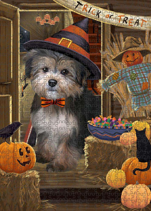 Enter at Own Risk Trick or Treat Halloween Yorkipoo Dog Puzzle with Photo Tin PUZL80568