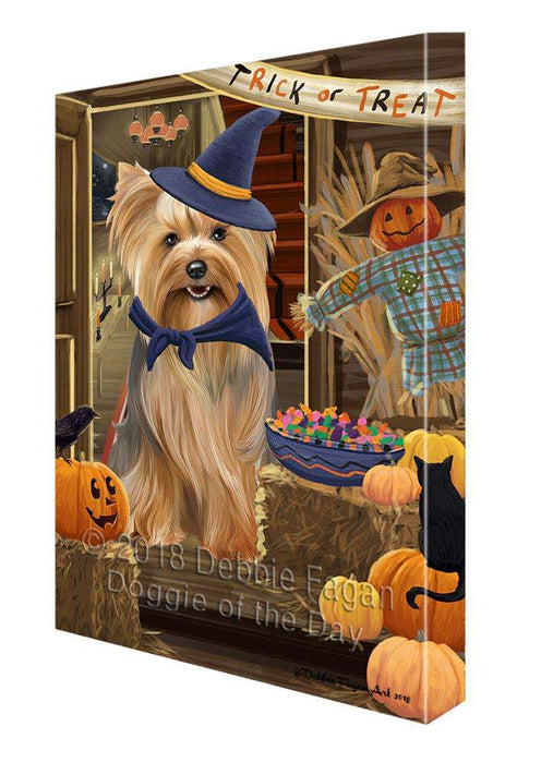 Enter at Own Risk Trick or Treat Halloween Yorkshire Terrier Dog Canvas Print Wall Art Décor CVS98036