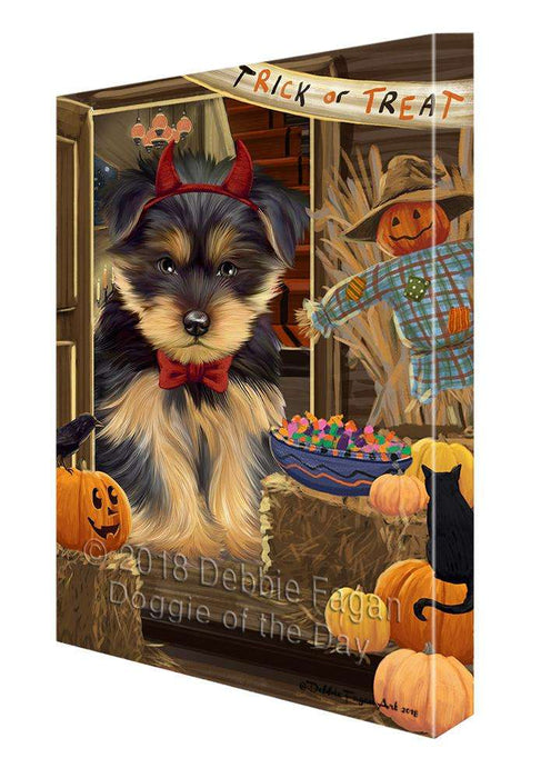 Enter at Own Risk Trick or Treat Halloween Yorkshire Terrier Dog Canvas Print Wall Art Décor CVS98063