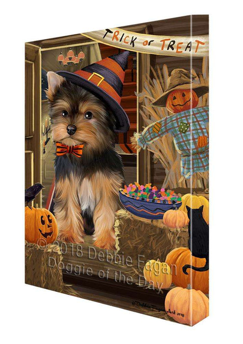 Enter at Own Risk Trick or Treat Halloween Yorkshire Terrier Dog Canvas Print Wall Art Décor CVS98072