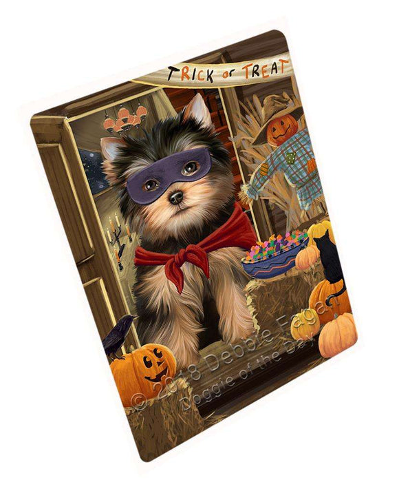 Enter at Own Risk Trick or Treat Halloween Yorkshire Terrier Dog Large Refrigerator / Dishwasher Magnet RMAG81012