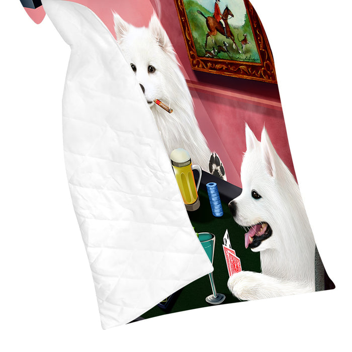 Home of  American Eskimo Dogs Playing Poker Quilt