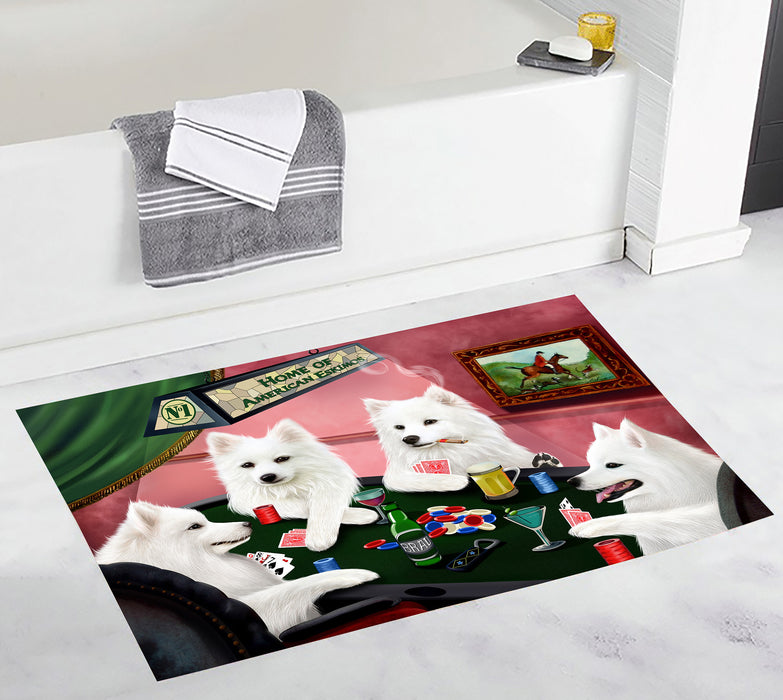 Home of  American Eskimo Dogs Playing Poker Bath Mat