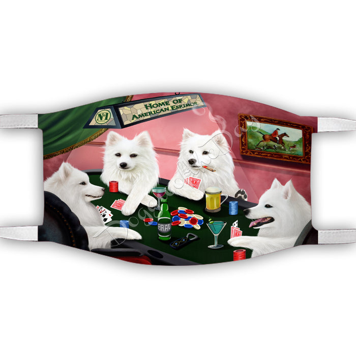 Home of American Eskimo Dogs Playing Poker Face Mask FM49791