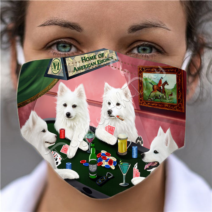 Home of American Eskimo Dogs Playing Poker Face Mask FM49791