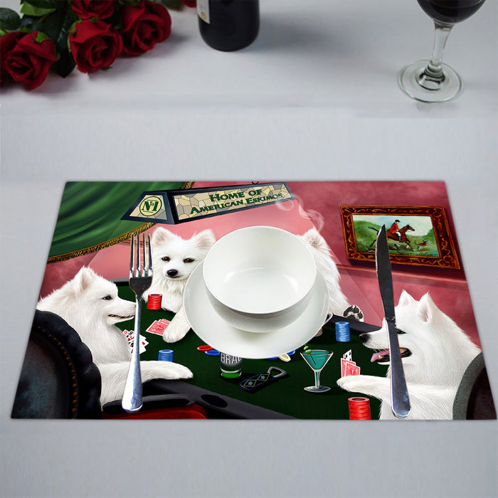 Home of  American Eskimo Dogs Playing Poker Placemat