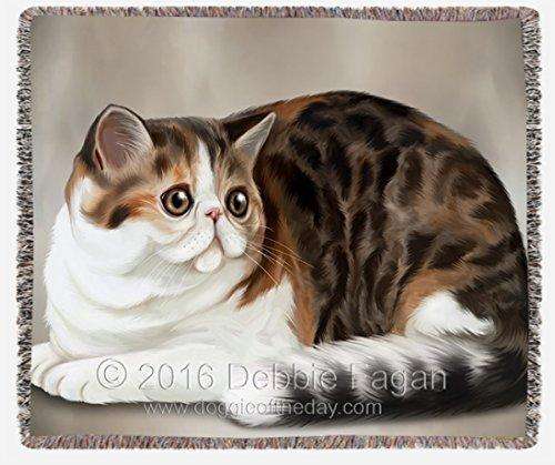 Exotic Persian Cat Art Portrait Print Woven Throw Blanket 54 X 38