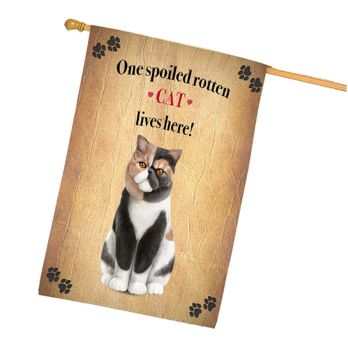 Spoiled Rotten Exotic Shorthair Cat House Flag Outdoor Decorative Double Sided Pet Portrait Weather Resistant Premium Quality Animal Printed Home Decorative Flags 100% Polyester FLG68332