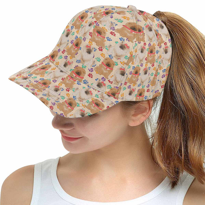 Women's All Over Rainbow Paw Print Chow Chow Dog Snapback Hat Cap