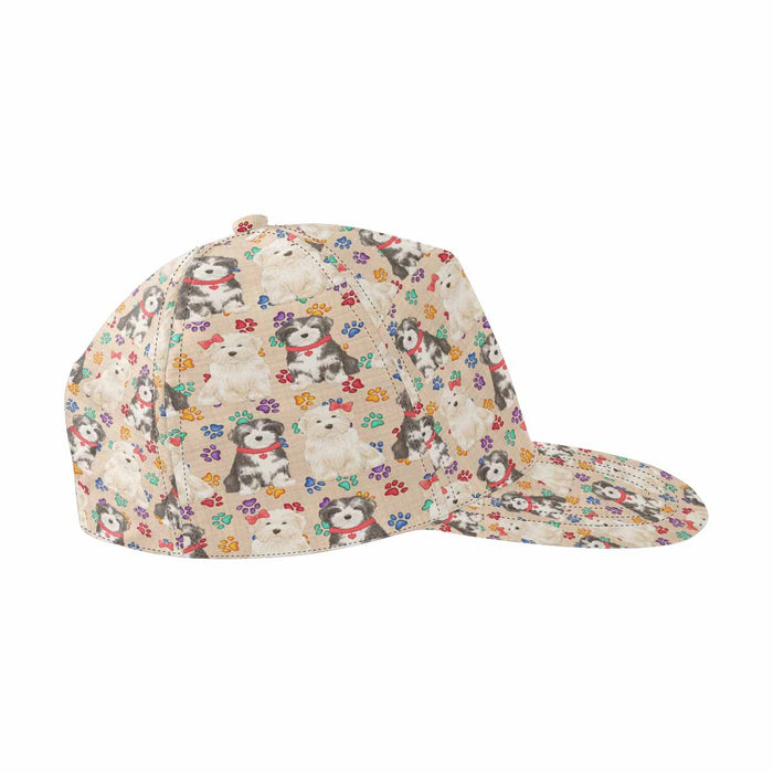 Women's All Over Rainbow Paw Print Havanese Dog Snapback Hat Cap
