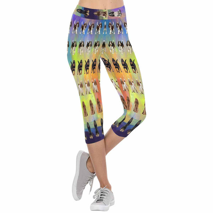 Cocker Spaniel Dogs  All-Over Low Rise Capri Leggings (Model L08)