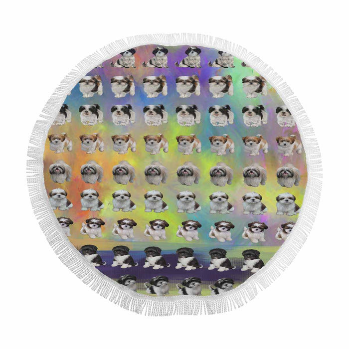 Shih Tzu Dogs  Round Beach Mat 59’’