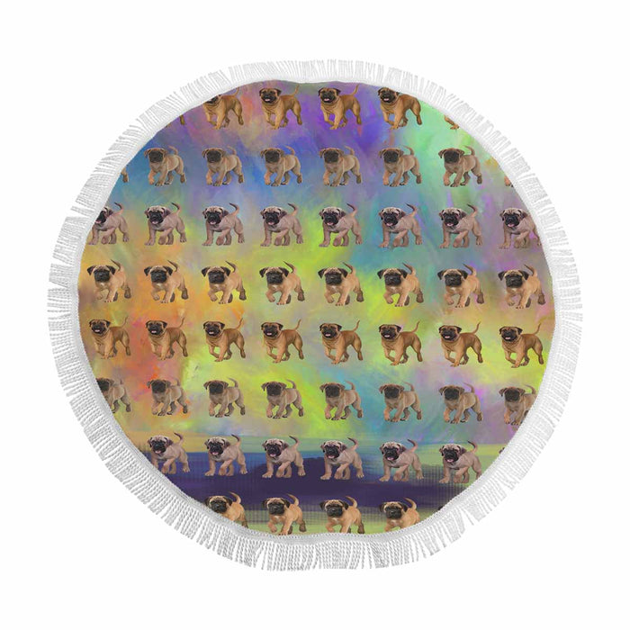 Bullmastiff Dogs  Round Beach Mat 59’’