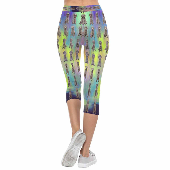 Weimaraner Dogs  All-Over Low Rise Capri Leggings (Model L08)