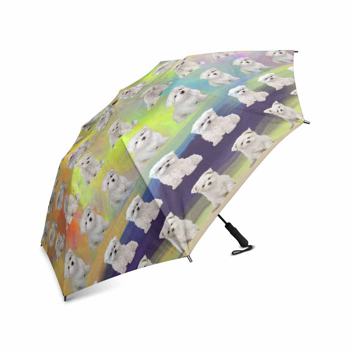 Maltese Dogs  Semi-Automatic Foldable Umbrella