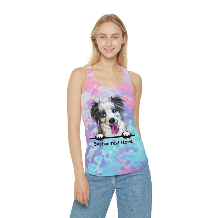 Women's Custom Tank Top Dog Personalized Tie Dye Racerback Slim Fit