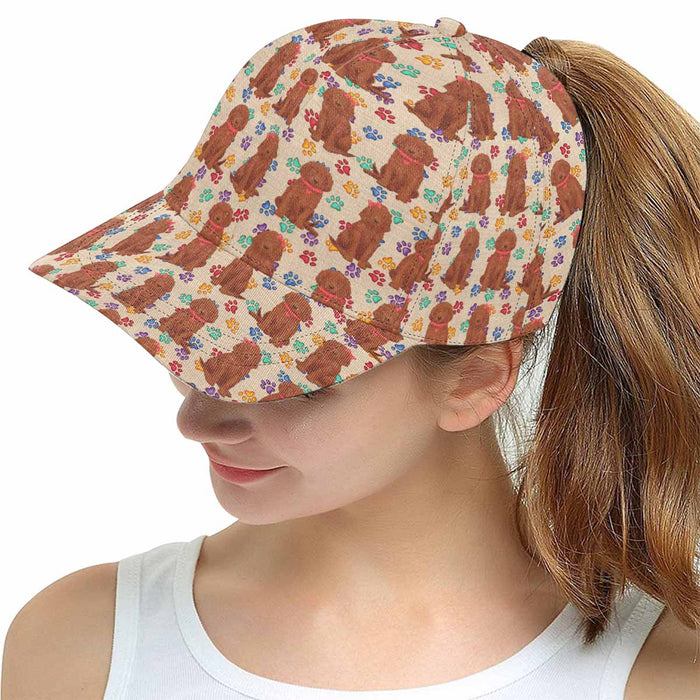 Women's All Over Rainbow Paw Print Irish Red Setter Dog Snapback Hat Cap