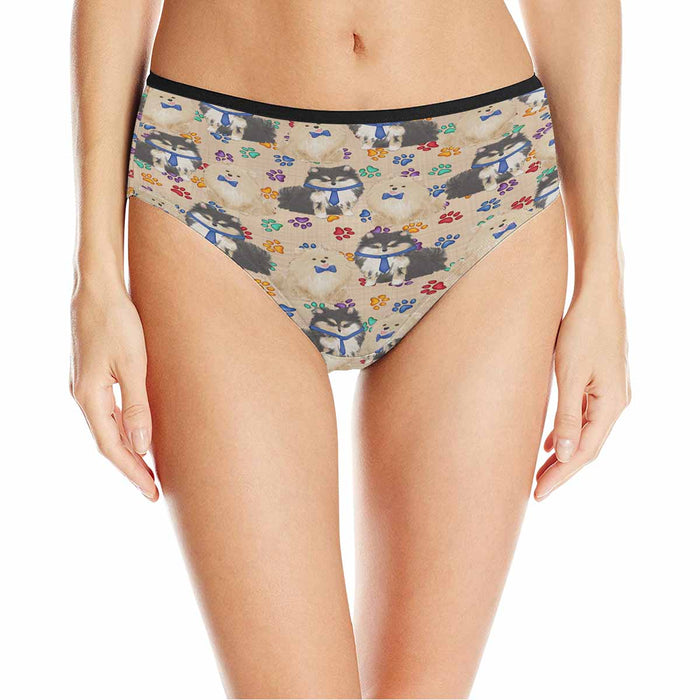 Pomeranian Dogs Blue  Women&#039;s High Waist Briefs (Model L26)