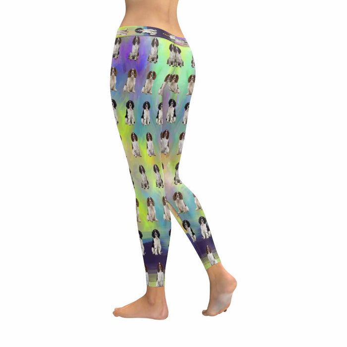 Springer Spaniel Dogs  All-Over Low Rise Leggings (Model L07) (Outside Serging)