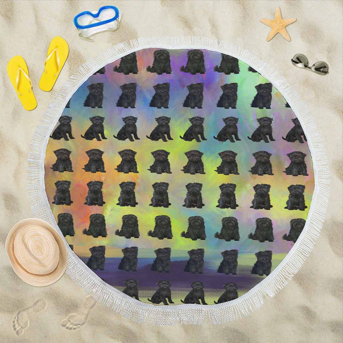 Affenpinscher Dogs  Round Beach Mat 59’’