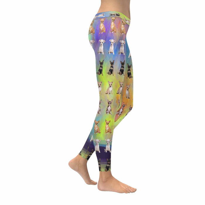 Chihuahua Dogs  All-Over Low Rise Leggings (Model L07) (Outside Serging)