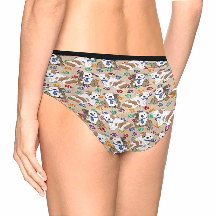 Bulldog Dogs Blue  Women&#039;s High Waist Briefs (Model L26)