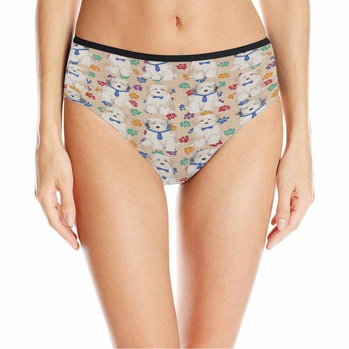 Tibetan Terrier Dogs Blue  Women&#039;s High Waist Briefs (Model L26)