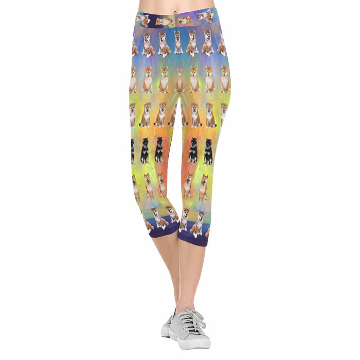 Shiba Inu Dogs  All-Over Low Rise Capri Leggings (Model L08)