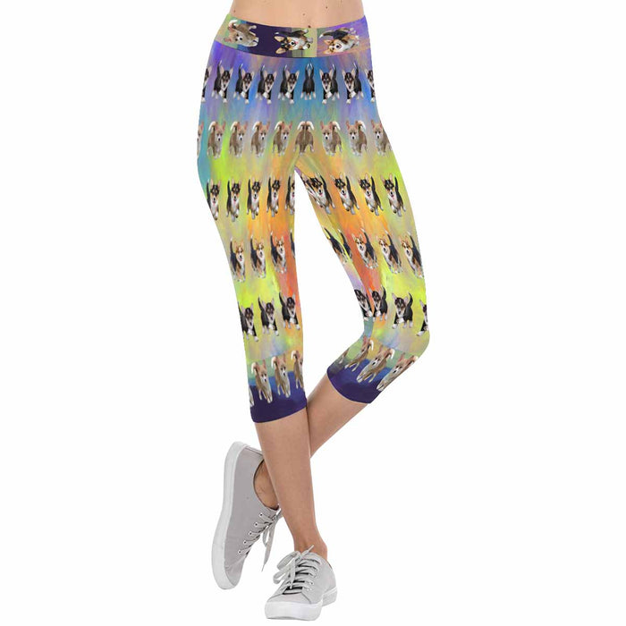 Pembroke Welsh Corgi Dogs  All-Over Low Rise Capri Leggings (Model L08)