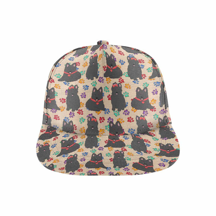 Women's All Over Rainbow Paw Print Belgian Shepherd Dog Snapback Hat Cap