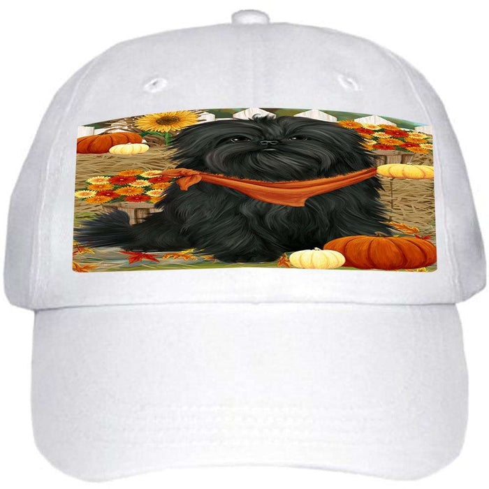 Fall Autumn Greeting Affenpinscher Dog with Pumpkins Ball Hat Cap HAT55698